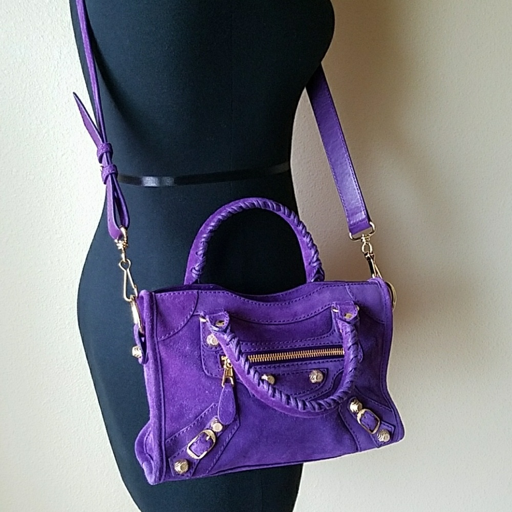 BALENCIAGA PARIS Daim Suede Mini City Crossbody